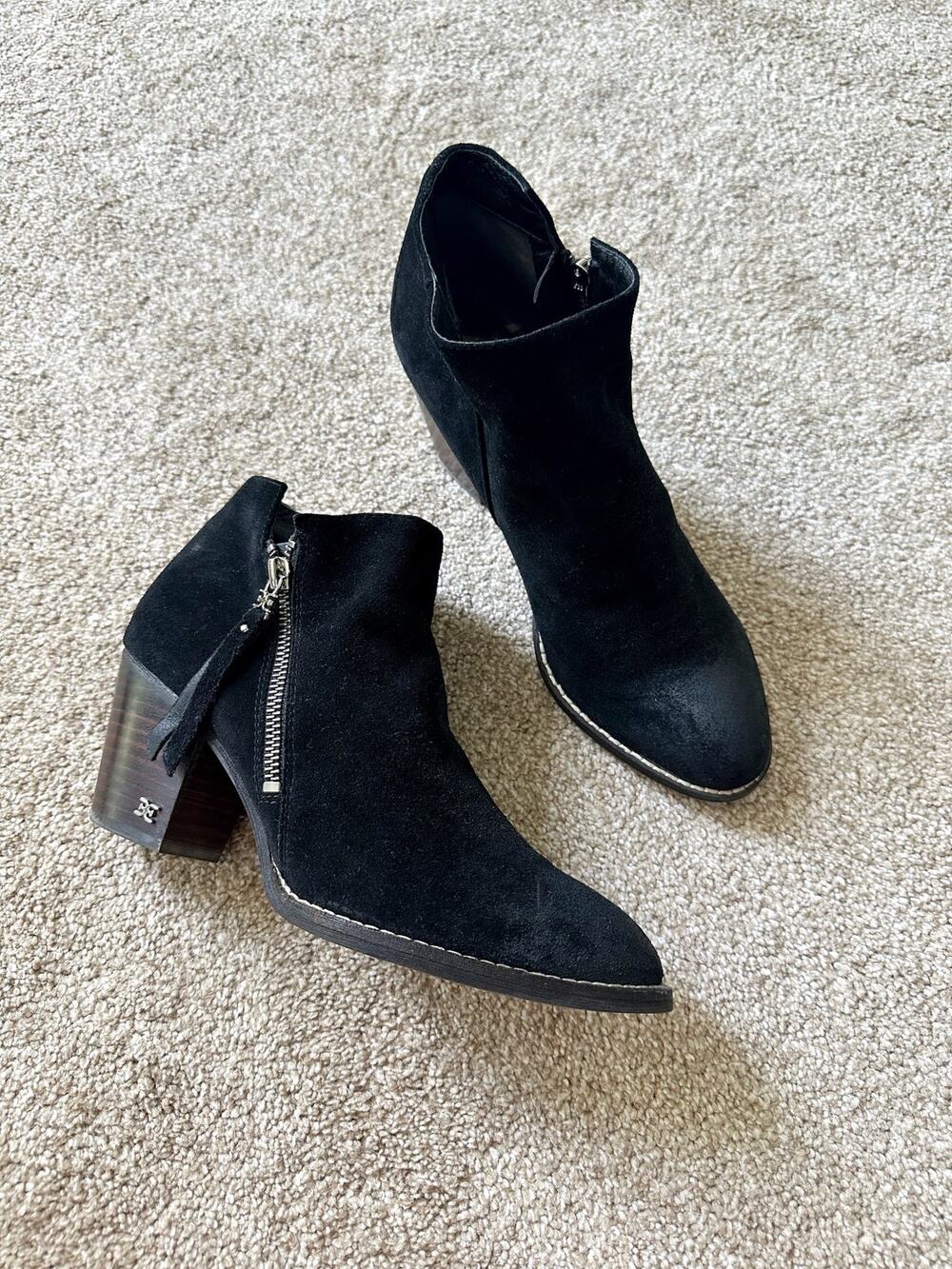 Sam Edelman Macon Black Suede Ankle Boots Size 8.5
